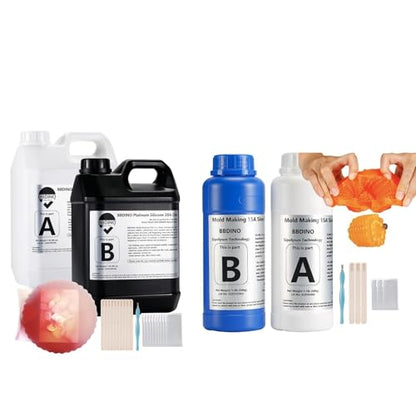 Silicone Mold Making Kit Translucent 20A One Gallon with 15A Silicone for Mold Making Orange 2.2 Lbs