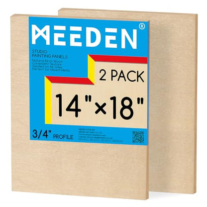 MEEDEN Unfinished Wood Canvas Board: 3/4” Deep 14x18” Wooden Canvas Panel Pack of 2 - Blank Cradled Wood Art Board for Painting - size: 14"x18"- 2 Pack