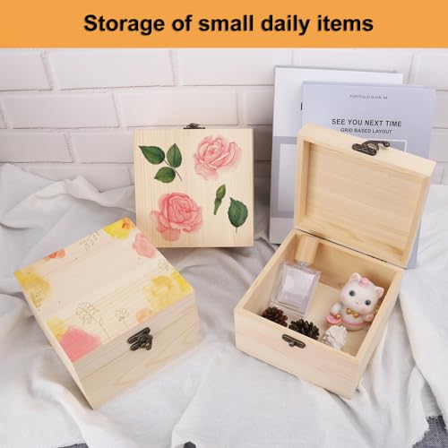 GNIEMCKIN 8 Pack Wooden Box, Unfinished Unpainted Wood Boxes for Crafts, DIY Projects, and Jewelry Storage (6x6x4 inch) - size: 8 Pack (6x6x4 inch)