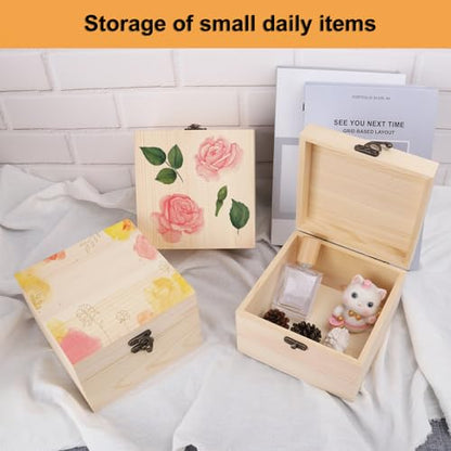 GNIEMCKIN 8 Pack Wooden Box, Unfinished Unpainted Wood Boxes for Crafts, DIY Projects, and Jewelry Storage (6x6x4 inch) - size: 8 Pack (6x6x4 inch)