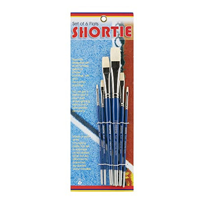 Creative Mark 6 Piece Flat Short Handle Paintbrush Set, Perfect for Oil and Alkyd Painting, Traveling & Workshops - size: Flat