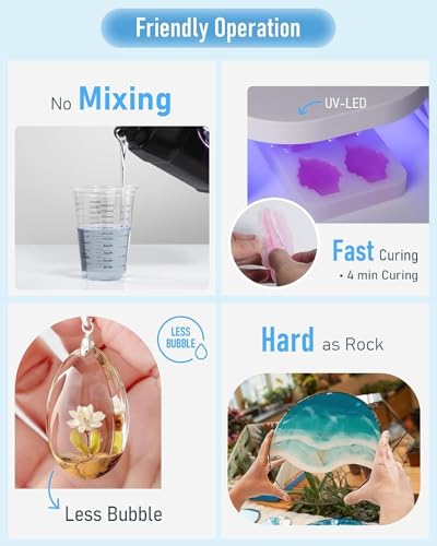 Nicpro UV Resin 1000g, Upgrade Crystal Clear Ultraviolet Epoxy Resin Glue Kit, Low Odor & Quick Curing Sunlight Cure Hard UV Resin for Jewelry Making, Handmade DIY Craft, Coating and Casting - size: 1000 g