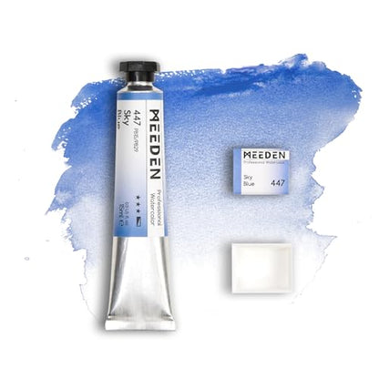 MEEDEN Professional Artist Watercolor Paint: Sky Blue - 15ml/0.5oz Water Color Tube, Semi-Moist Pigment Half Pan and Empty Matching Half Pan for Artists Pros - color: Sky Blue