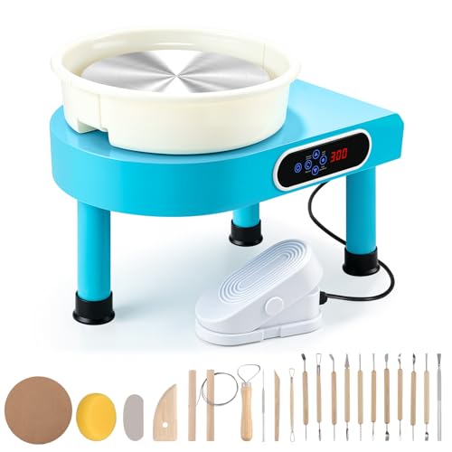 Bonoutil Pottery Wheel Machine, 11" Electric Ceramic Forming Machine LCD & Foot Pedal Control Max 20 lbs Capacity, Clay Art Sculpting Tools Kit at Home Pottery Wheels