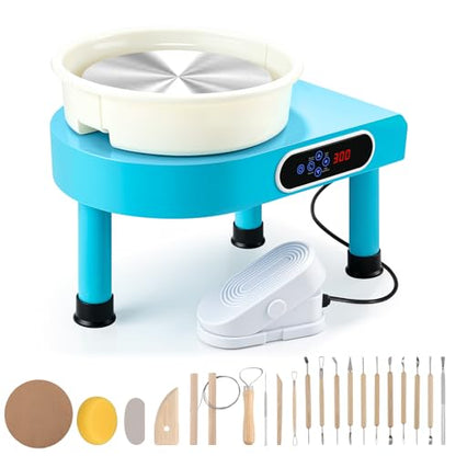 Bonoutil Pottery Wheel Machine, 11" Electric Ceramic Forming Machine LCD & Foot Pedal Control Max 20 lbs Capacity, Clay Art Sculpting Tools Kit at Home Pottery Wheels