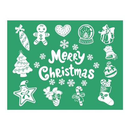 Christmas Gingerbread Man Self-Adhesive Silk Screen Stencils,Crutch Candy Screen Printing Stencils for Craft Xmas Chalk Stencil Transfers Reusable Stencils for Painting on Wood T-Shirt Fabric Card - color: Merry Christmas stencils