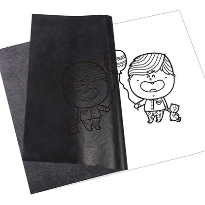 100 Sheets Black Carbon Transfer Paper Graphite Transfer Tracing Paper for Wood Paper Canvas Tracing Writing Drawing (Black)