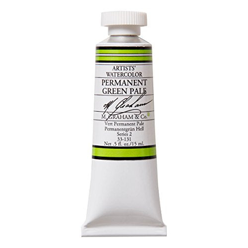 M. Graham 1/2-Ounce Tube Watercolor Paint, Permanent Green Pale - color: Permanent Green Pale, style: .5 oz. (15 ml)