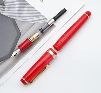 JINHAO 82 Fountain Pen with Gold Clip (F Nib 0.5mm, Red) - color: Red