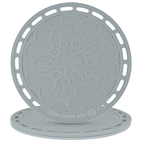 Silicone Trivet Mat for Pots and Pans Big Round Silicone Pot Holder Hot Pads Trivets for Hot Dishes and Pots, Hot Mats for Countertop Tables Spoon Rest Set of 3 (Grey) - color: B: Grey