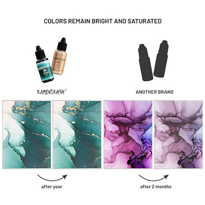 KAMENSKAYA Alcohol Ink Set - 50 'Mini' Alcohol Inks - 0.17 fl oz (5 ml) Each