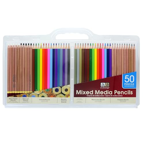 Art Advantage Mixed Media Pencil Set 50pc – Colored Pencils, Drawing Pencils for Sketching, Shading, Blending – Color Pencils for Adult Coloring Books & Artists - style: Mixed Media Pencils, 50 Piece Set