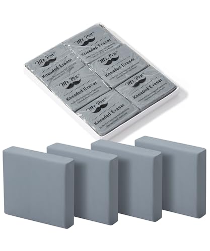 Mr. Pen- Kneaded Erasers, 1.44" x 1.36", 6 Pack, Gray | Soft Moldable Art Erasers for Charcoal, Graphite & Pastel Drawing, Precision Highlighting, Smudge Control