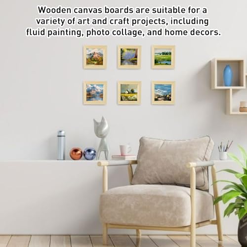 10 Pack 4 x 4 Inch Unfinished Wood Canvas Wooden Canvas Panels Wood Cradled Painting Panel Boards for Painting,Pouring,Arts and DIY Crafts Use with,Oils,Acrylics and More