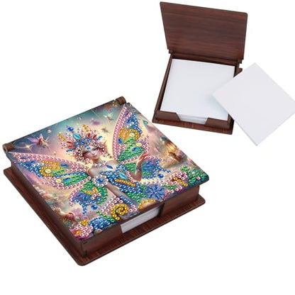 Diamond Painting Kit memo Box, Diamonds Art DIY Fairy Patterns Sticky Note Box Special Shape Drill, with 160 Sticky Note, Ideal for Home Office Supplies, Handicrafts, Holiday Gifts - color: Fairy