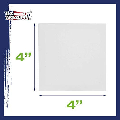 U.S. Art Supply 4x4 Mini Canvases for Painting, 24 Pack Bulk | Small Stretched Artist Canvas Professional Primed - Ideal for Arts & Crafts - size: 4" x 4" - Pack of 24