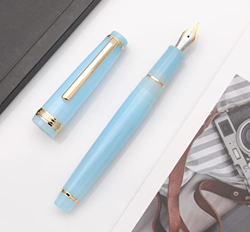 JINHAO 82 Fountain Pen with Gold Clip (F Nib 0.5mm, Transparent Sky Blue) - color: Transparent Sky Blue