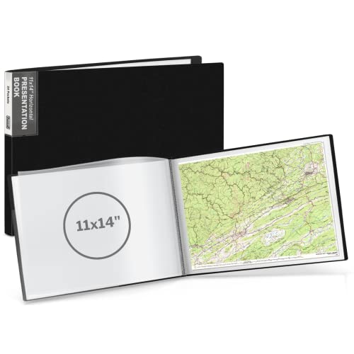 Dunwell 11x14 Portfolio Binder (Black, Horizontal), Presentation Book with 24 Pockets, Large 11 x 14 Art Portfolio Folder, Acid-Free Poly Cover and Sleeves - color: Black, size: 11x14", style: 11x14" Horizontal