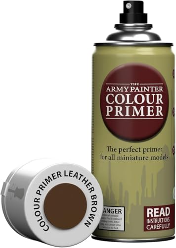 The Army Painter Color Primer, Leather Brown, 400ml, 13.5oz - Acrylic Spray Undercoat for Miniature Painting - color: Leather Brown