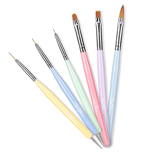 TEOYALL Nail Art Brushes, Nail Design Painting Brushes Builder Gel Brush Nail Dotting Tools Nail Fine Liner Brushes - color: Multicolor