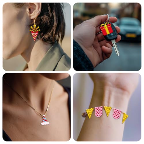 14Pcs Celebrating Birthdays Polymer Clay Cutters Clay Earrings Cutters for Adults Polymer Jewelry Cutter for Earrings Making Birthday Party DIY Supplies - style: Celebrating Birthdays
