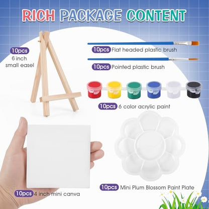 ESRICH 10 Set Mini Canvas Painting Kit, Minis Acrylic Paint Set, St. Patrick's Party Gifts,4 * 4inCanvas with Easel, Acrylic Paints,Brushes,Palette,Mini Easel Canvas for Kids Adults Painting Party - size: 10 set 4 x 4 inches