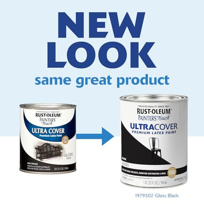 Rust-Oleum 1979502 Painter's Touch Latex Paint, Quart, Gloss Black, 1 Quart, (Pack of 1) - color: Gloss Black, size: 1 Quarts (Pack of 1)