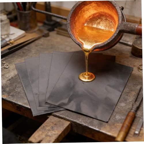 TEHAUX Heat Resistant Graphite Paper 5 Sheets 0.3mm Thick for Jewelry Making Metal Smelting Silver Gold Casting DIY Craft