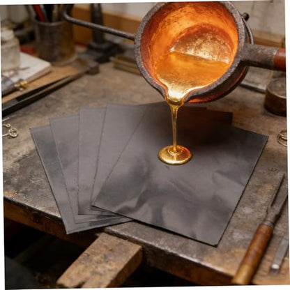 TEHAUX Heat Resistant Graphite Paper 5 Sheets 0.3mm Thick for Jewelry Making Metal Smelting Silver Gold Casting DIY Craft