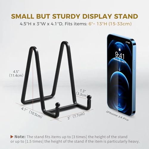 Plate Holder Easel Display Stand - 4.5 inch Metal Plate Stands for Display - Tabletop Picture Stand - Black Iron Easels for Display Pictures | Photo Frames | Book | Decorative Plates | Plaque -1 Pack - size: 4.5 inch (1 pack)