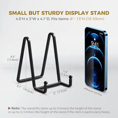 Plate Holder Easel Display Stand - 4.5 inch Metal Plate Stands for Display - Tabletop Picture Stand - Black Iron Easels for Display Pictures | Photo Frames | Book | Decorative Plates | Plaque -2 Pack - size: 4.5 inch (2 pack)