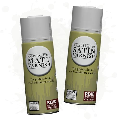The Army Painter Varnish Duo Pack, 2 x 400 mL - Matt and Satin Protective Spray Sealers for Painted Miniatures and Models