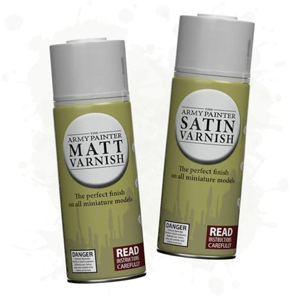 The Army Painter Varnish Duo Pack, 2 x 400 mL - Matt and Satin Protective Spray Sealers for Painted Miniatures and Models