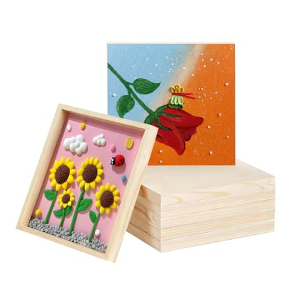 5 Pack 12x12 Inch Wood Panel Boards, Unfinished Wood Canvas Panels, Blank Wood Boards for Painting, Perfect for Mother's Day, Graduation, Father's Day DIY Crafts - size: 12 x 12 inch