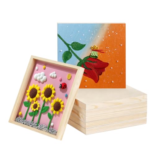 5 Pack 12x12 Inch Wood Panel Boards, Unfinished Wood Canvas Panels, Blank Wood Boards for Painting, Perfect for Mother's Day, Graduation, Father's Day DIY Crafts - size: 12 x 12 inch