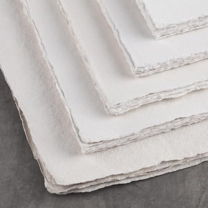 New York Central Handmade Watercolor Paper - 300lb, 9"X12" - 5 Packs of 5, 25 Total Sheets, Acid-Free 100% Cotton Rag, Cold Press, 4 Deckled Edges, Minimally Sized, Mixed Media Paper - size: 9X12"