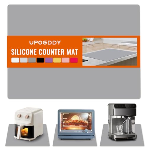Silicone Mat for Counter, Non Slip Silicone Countertop Protector, Heat Resistant and Nonskid Coffee Table Mat for Air Fryer to Site on, Thick& Multi-Purpose - color: Light Grey, size: 23.6"L x 15.7"W