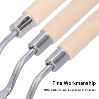 3Pcs Palette Knife Set with Wooden Handle, Metal Paint Scraper Tools for Oil Painting, Mixing, Spreading and Texture Art