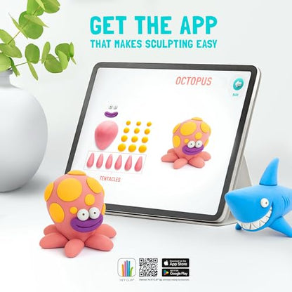 Hey Clay 15 Cans Set - Colourful Modelling Kids Air-Dry Clay 15 Cans with Sculpting Tools and Fun Interactive Instructions for Children Age 3+ (Ocean) - style: Ocean