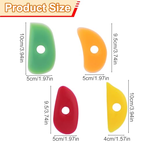 4pcs Pottery Ribs, 4 Styles Soft Silicone Colorful Pottery Trimming Rib Practical Ceramic Shaping Clay Tools Suitable for Shapes Sculpting & Trimming
