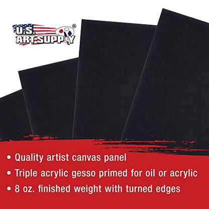 U.S. Art Supply 6 X 6 Inch Black Art Canvas Board Panels 6 Pack - 8 Ounce Heavyweight Cotton Acid Free Canvases for Painting Acrylics and Watercolor (1 Case of 6 Single Canvas Painting Panels) - size: 6" x 6"