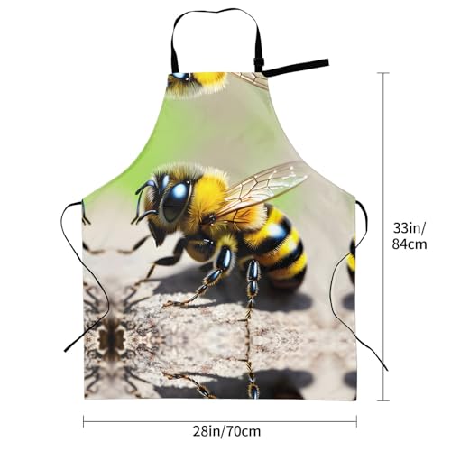 Cartoon heart sun Heavy Duty Waterproof Apron with Pockets for AdultsResistant Grilling, Gardening, Painting - color: Cute Little Bee