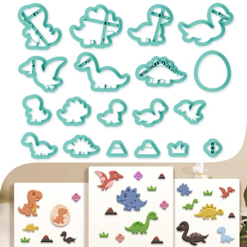 beinkmake 19Pcs Jurassic Dinosaur Polymer Clay Cutters Cute Clay Earrings Cutters Polymer Jewelry Cutter for Earrings Making Birthday Party DIY Supplies - style: Dinosaur