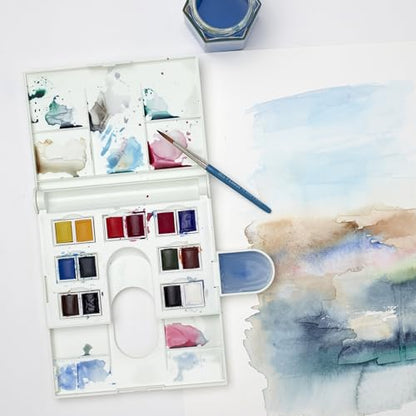 Winsor & Newton Cotman Watercolor Paint Set, Field Set, 14 Half Pan w/ Brush, Mixing Palette - style: 14 Half Pan Field Set