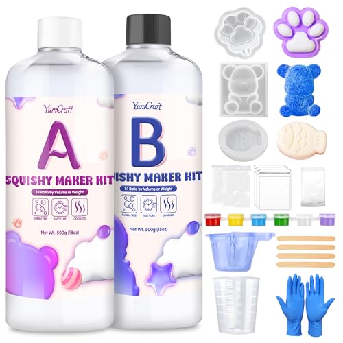 Gel for Squishy Maker, 36OZ Silicone Rubber for Taba Squishy, Stress Relief FuFu Squishy Kit for Taba Squishy, Super Soft DIY Gift with 3 Molds Flocking Powder, DIY Gift for Occasions Entertainment - color: 36oz