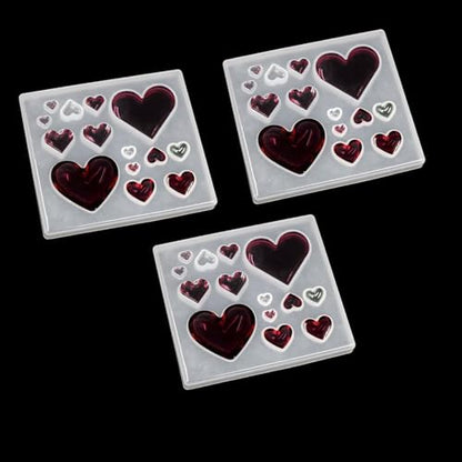 3Pcs Heart Earring Resin Mold for DIY Craft, Cavity Heart Silicone Mold for Keychain Pendant, Heart Shape Epoxy Resin Mold for Jewelry Necklace Bead and DIY Pendant Necklace,Heart Jewelry Casting Mold