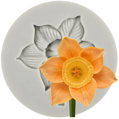 Flower Polymer Clay Mold Daffodil Flower Silicone Molds for DIY Crafts Air Dry Plaster Polymer Clay Epoxy Resin Casting Jewelry Making - color: Style R