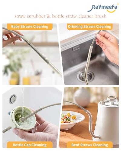 Straw Cleaner Brush Set - Raymeefa Scratch-Free Detail Cleaning for Reusable Straws & Tumblers (Khaki) - color: Khaki