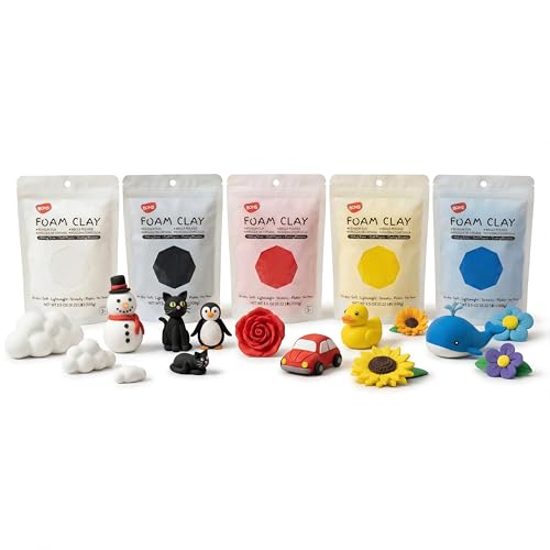 Primary Colors Ultralight Slime and Foam Modeling Clay, Air Dry, School Arts & Crafts Projects - 5 Count (1.1lb/500g)
