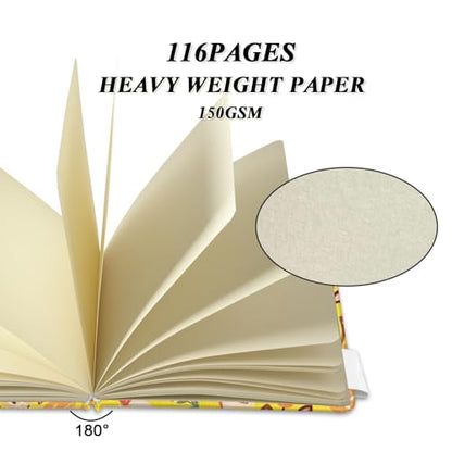 5" x 5" Hardcover Sketch Book,Small Mixed Media Sketch Pad,58 Sheets 150GSM Acid-Free Artist Drawing Paper,Travel Journal Blank Notebook for Adults Painting,Illustration,Art Supplies.Fruit Pit - color: 150gsm Cloth-fruit pit